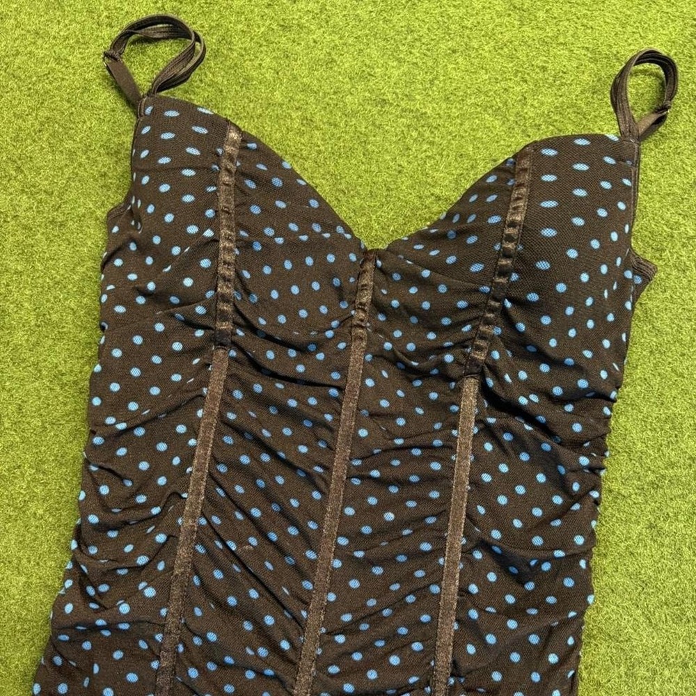 Victoria's Secret black with blue polka dot corset top - Picture 7 of 8